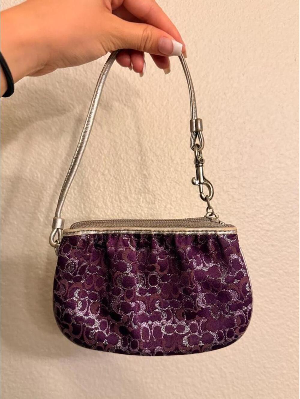 RARE Vintage Sparkly Purple and Silver Coach Wristlet